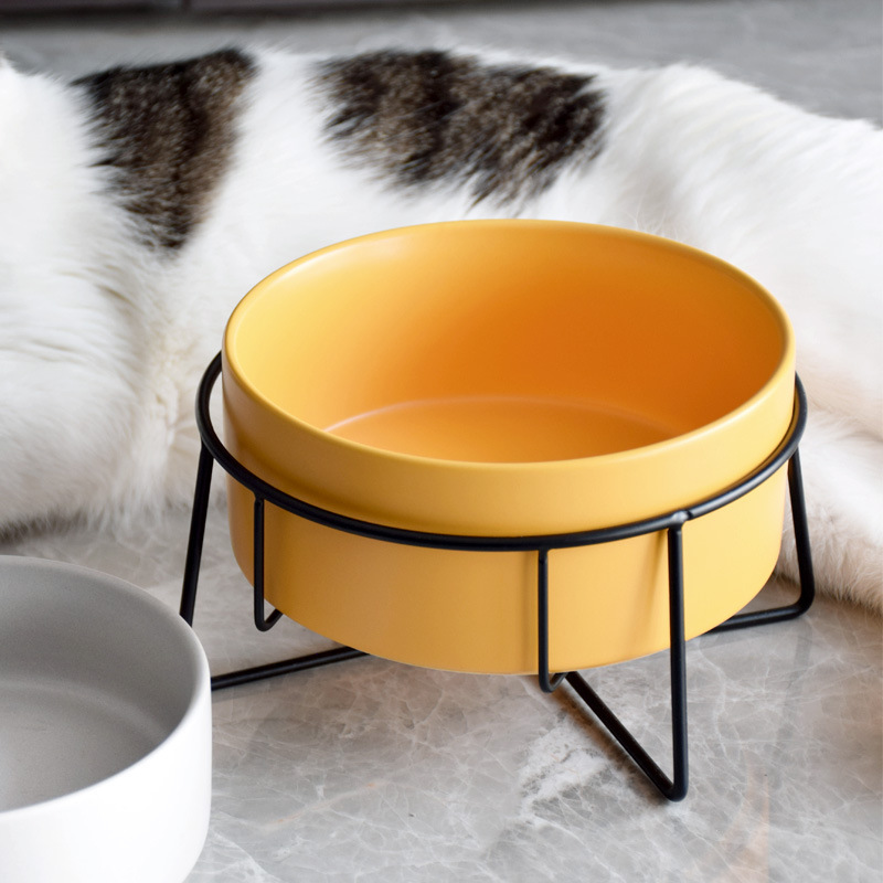 High quality double bowls pet bowls with stand Large capacity ceramic pet bowl double .