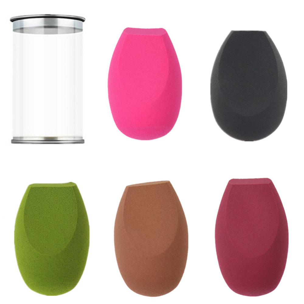 Aluminum box round bucket makeup sponge three knife cut non-latex puff small pudding beauty egg