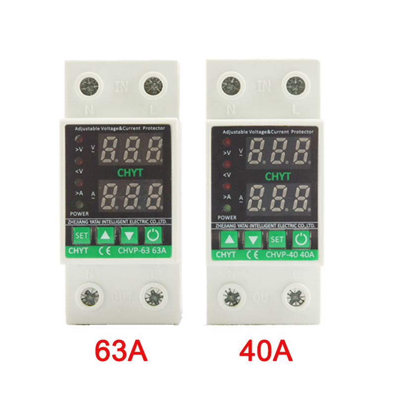 CHYT 1-40A 1-63A Adjustable limit protection Voltmeter 220v 63a under voltage protector