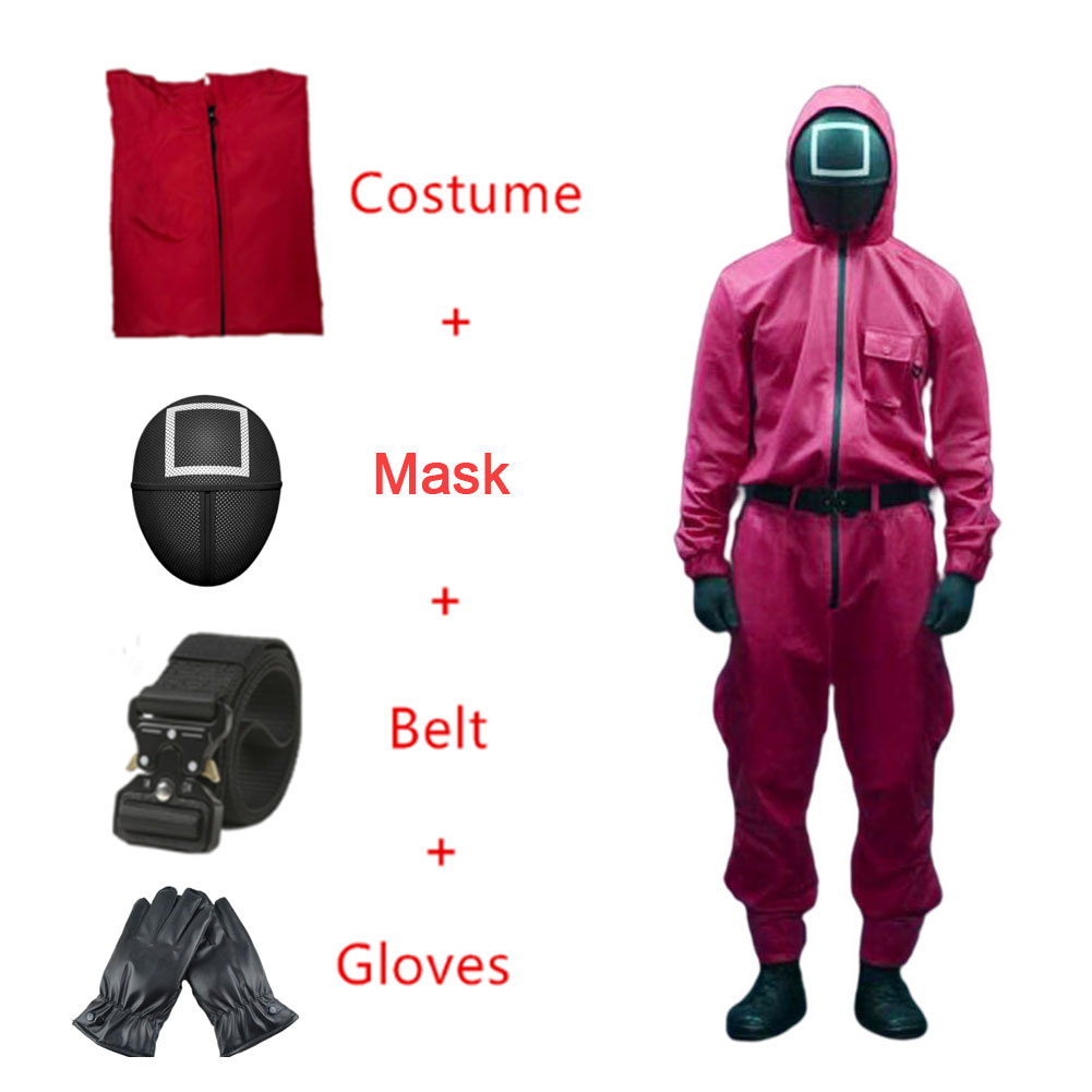 Hot Sale TV Squid Game Cosplay Mask Square Circle Triangle Full Face Unisex Adult Costume Horror Props Decor Onesies And Belts