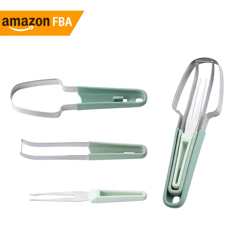New Product Ideas 2024 Kitchen Tools Home Kitchen Accessories Original 3 in 1 Watermelon Cutter Slicer Fruit Fork