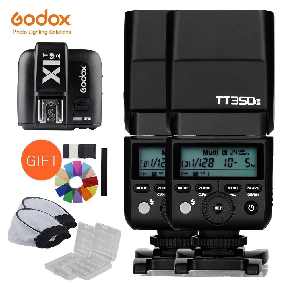2x Godox Мини Speedlite TT350S фотовспышка TTL HSS GN36 + X1T-S передатчик для Sony беззеркальная цифрового однообъективного зеркального фотоаппарата A7 A6000 A6500