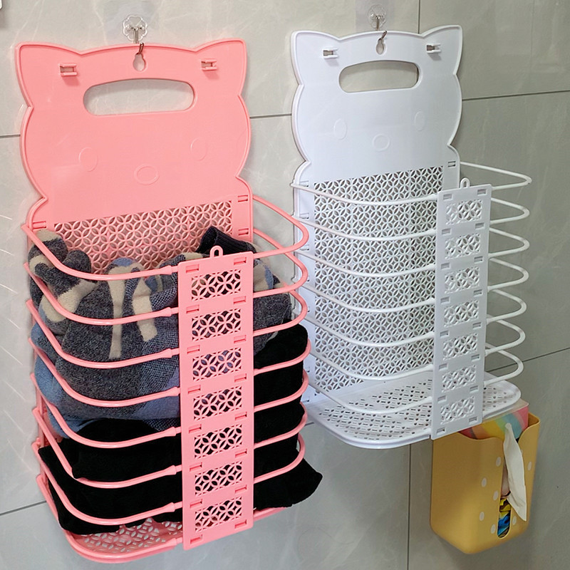 OWNSWING Plastic Hanging Laundry Basket Bin Bathroom Clothes Storage Dirty Clothes Basket Hamper