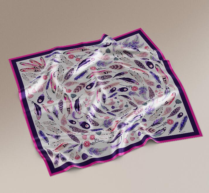 Custom Fashion Summer Silk Scarf Women 90cm Satin Square Scarf Women Printed Silk Stylish Silk Hijab Bandana
