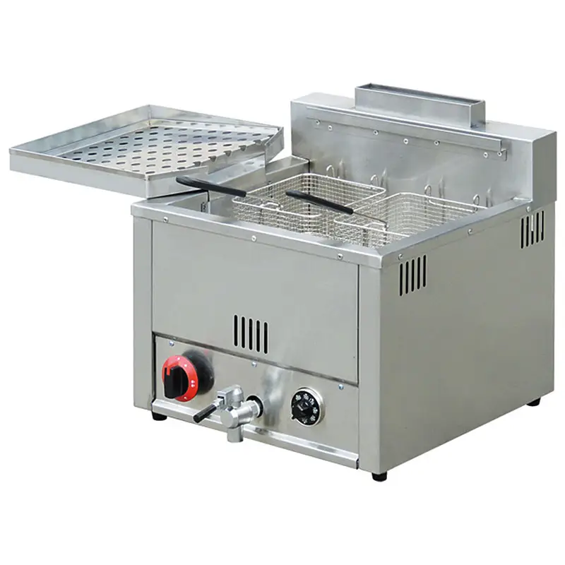 Temperature Control Customized Stainless Steel / Counter Top / Gas Deep Fryer