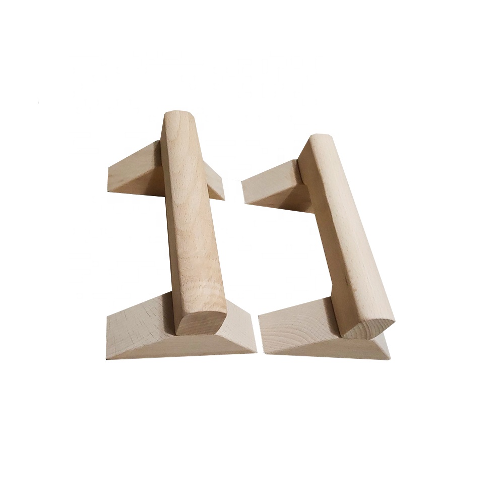 Home Workout Equipment Non-Slip Exercise Base Parallettes Handle Stands Beech Wood Pushup Stand