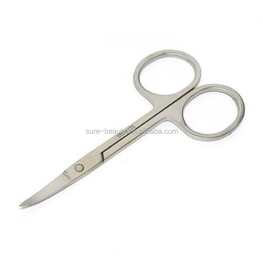 Beauty stainless steel sharp trimming eyebrow scissors with narrow curved head