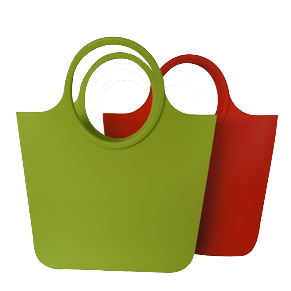 Wholesale Food grade silicone handle fashion ladies waterproof beach ladies silicone supermarket shopping bag ladies handbag