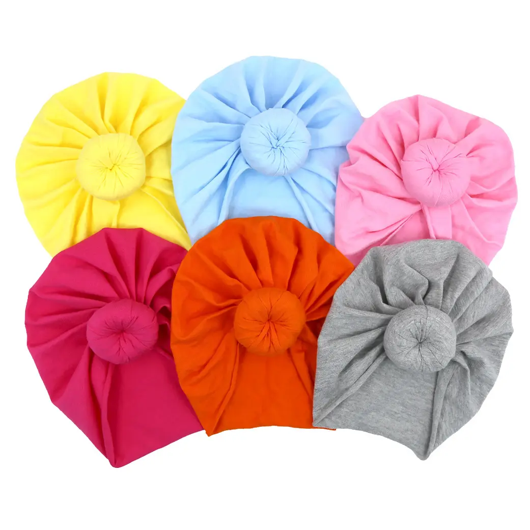 Cheap Wholesale Custom 6-12m Baby Knotted Hat Wholesale Crinkle Fabric Plain Hat For Babies