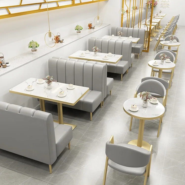 XY Best Light Luxury Tables and Chairs for Commercial Restaurant Furniture - Cafe Booth Bench Seating for Coffee Shop