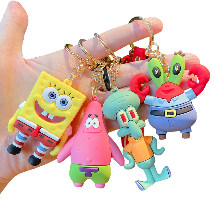 Hot Sell Cartoon Pvc Keyring Soft Rubber Three-dimensional Sponge Baby Doll Key Chain Cute Bag Pendant