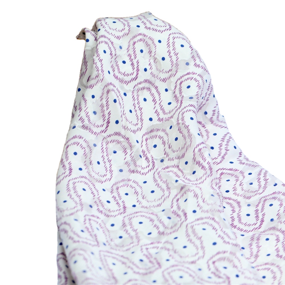 Abstract printed silk viscose clip jacquard fil coupe fabric for sale 300yds in stock special treatment