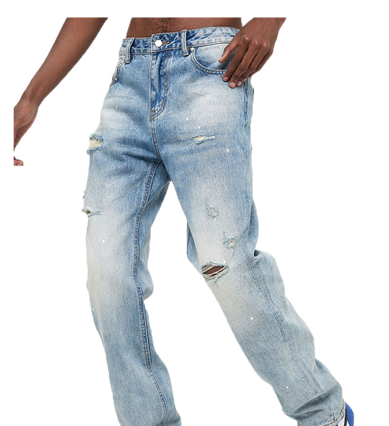 custom embroided logo plus size boyfriend ripped baggy men's long jeans style brand manufacturer