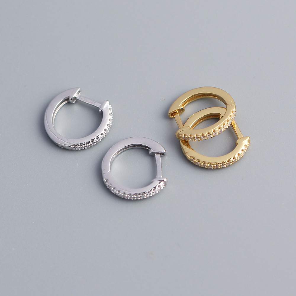 European Minimalist style White Cubic Zirconia Gemstone Hoop Earrings 925 Sterling Silver Earring Jewelry