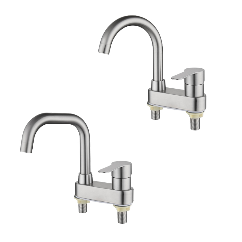 hot sale two hole stainless steel handle split basin faucet