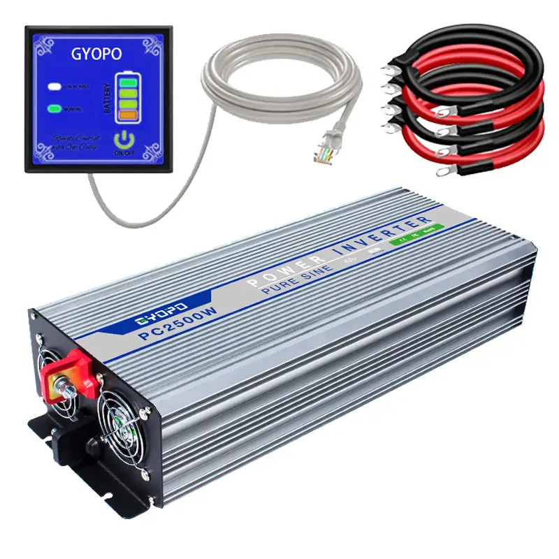 GYOPO 2000W Pure Sine Wave Inverter 12V 24V 48V 220V 230V 240V DC to AC Off-Grid Car Inverter with Charger