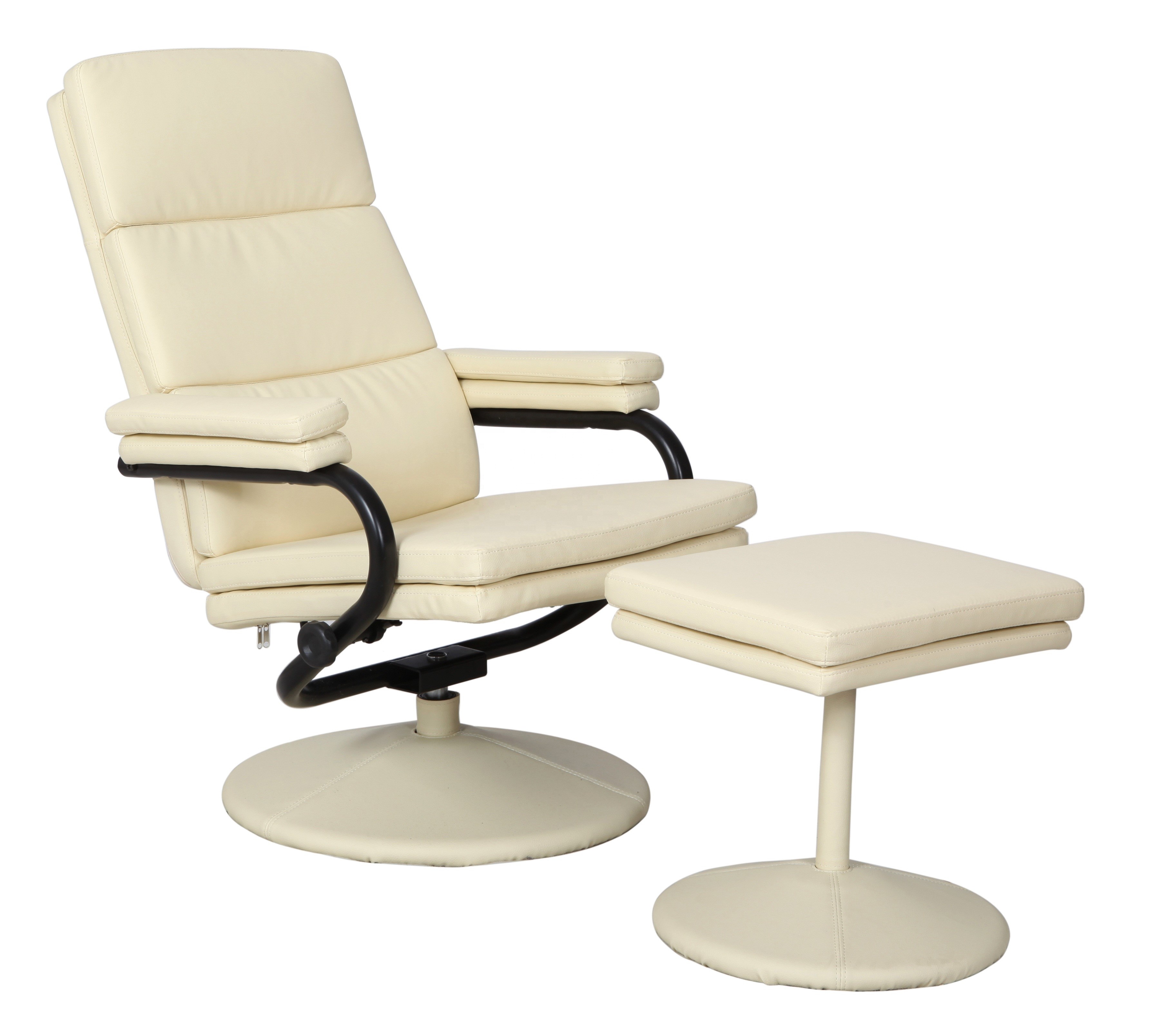 European Style PU with Metal Ottoman Cream OEM Recliner Chair Modern Office Furniture Color Design Type