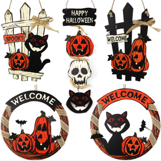 Wood crafts all holiday in one Halloween Christmas interchangeable front door welcome signs vintage wooden sign