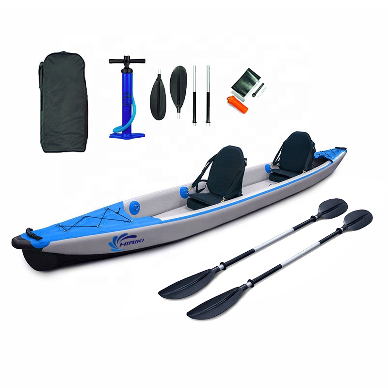 China Manufacturer Fishing Kayak 4.2m Foldable Full Drop Stitch Inflatable Double Kayak