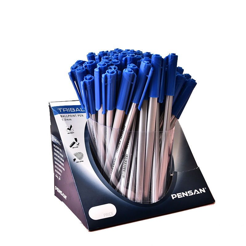 Stationary and school supplies simple plastic ballpen triangle shape cheap silver pen students kids reward pen