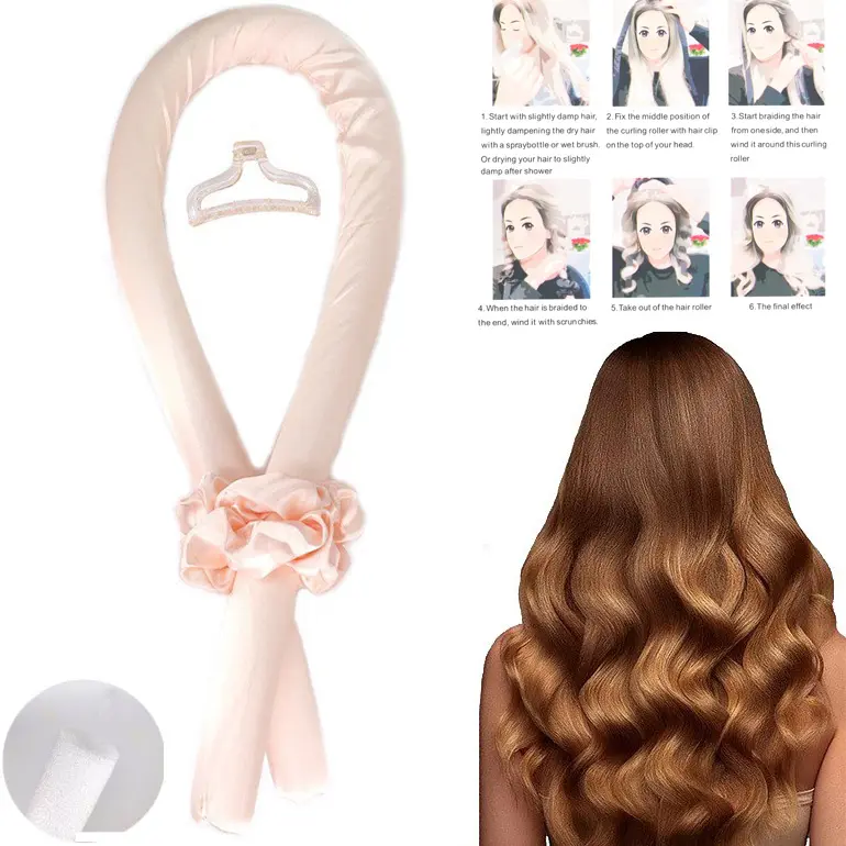 TikTok Hot Selling Heatless Hair Rod Silk Hair Curler Curling Tube With Silk Scrunchies Heatless Hair Roller