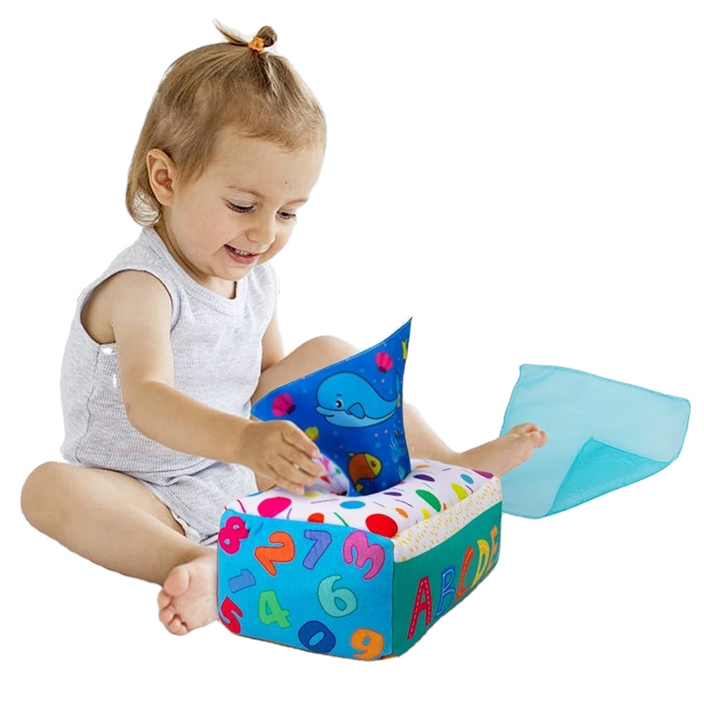 Colorful Juggling Rainbow Dance Scarves for Kids Sensory Pull Along Toddler Infant Baby Tissue Box