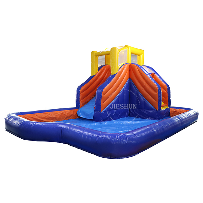 2020 high quality large deep blue water park water pool slide combo inflatable water slide with pool for sale