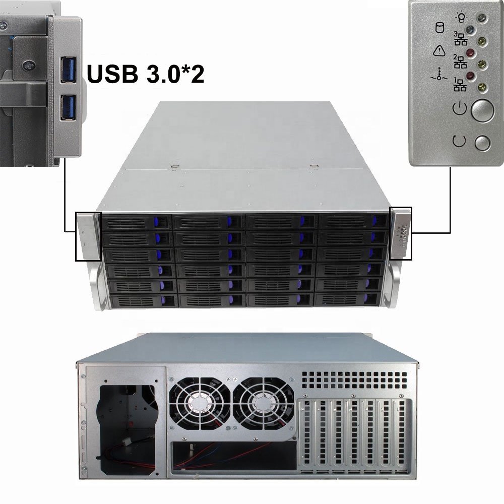 4U стойка для сервера с 24 горячими возможностями SATA/SAS Drive Bay, MiniSAS /SATA коннектор