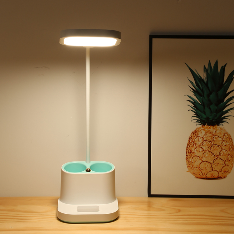 Adjustable gooseneck touch light for office USB charging port white