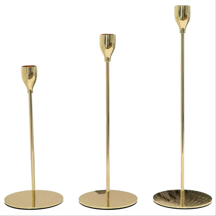 wedding centerpiece 3pcs/set metal gold color romantic decoration taper stick candle holders