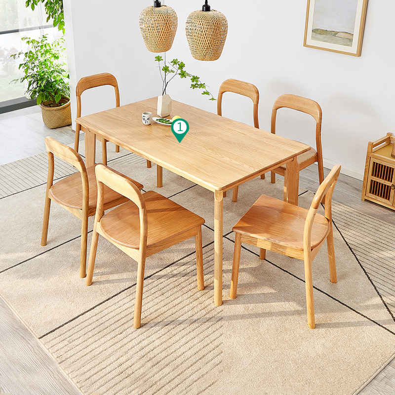 dw1010 quanu natural oak wood dining table full solid wooden dining table set