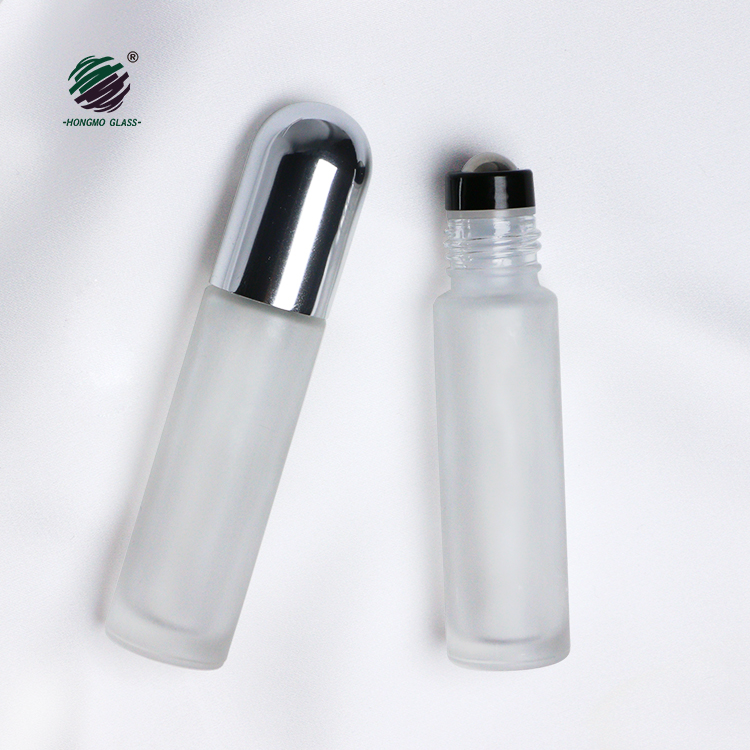 Wholesale Frosted Clear Matte Glass Roller Bottle Fragrance Oil Bottles With Steel Plastic Ball 10 Ml Perfume Roll On Bottle