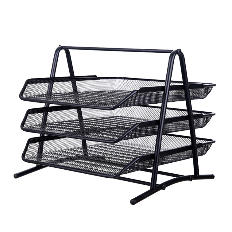 Office metal mesh desk organizer file storage tier documents tray stationery set for office and home supplies