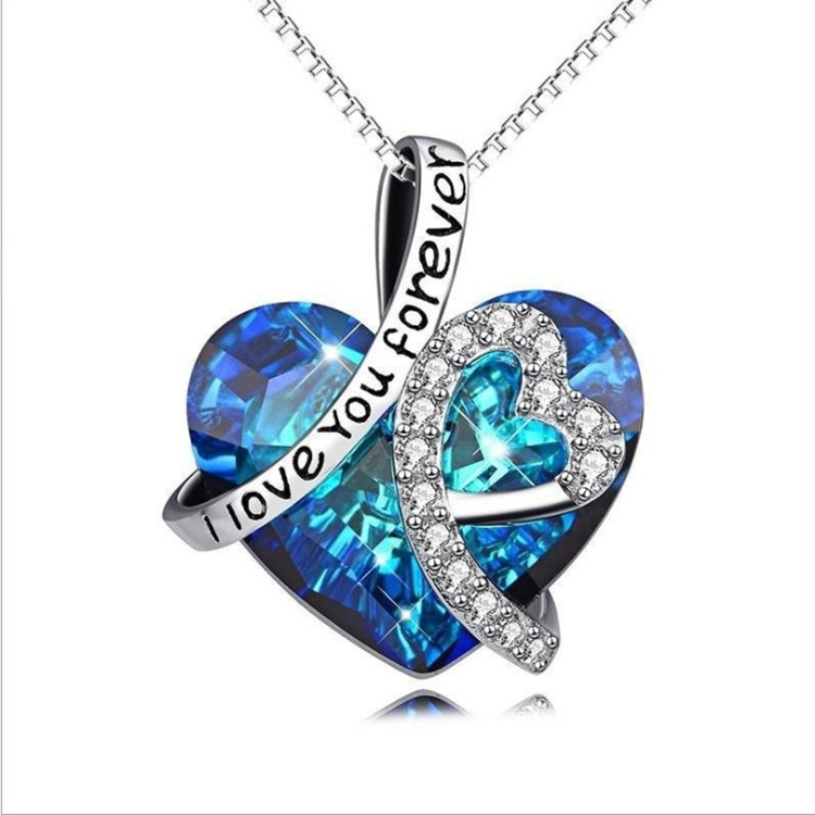 I love you forever sea Сердце ожерелье ключица сердце хрустальное ожерелье сплав женский кулон с бриллиантом