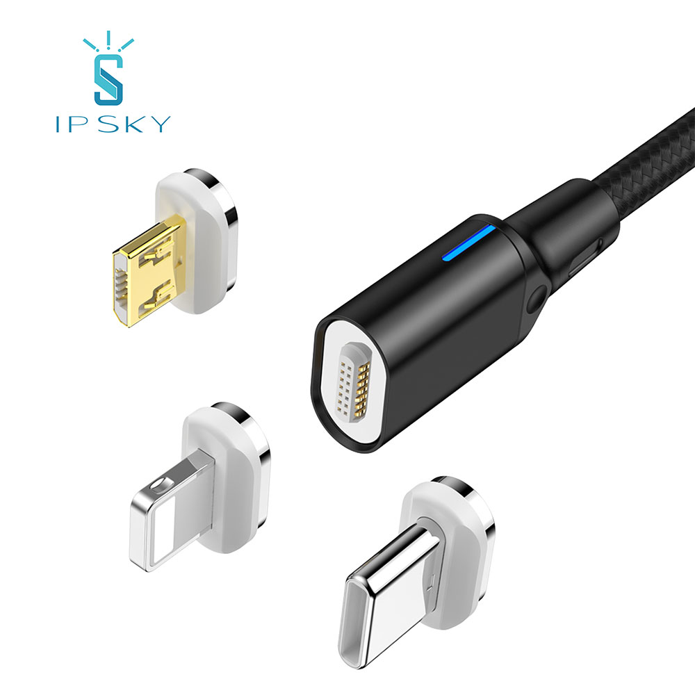 IPSKY quick chager 3 in 1 type c micro usb lighting magnetic charger line fast charging cable