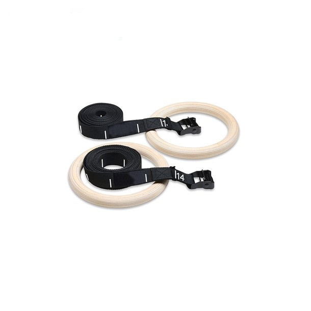 Supplying Gymnastic For Workout Fitness Power Training Wooden Gym Ring Straps