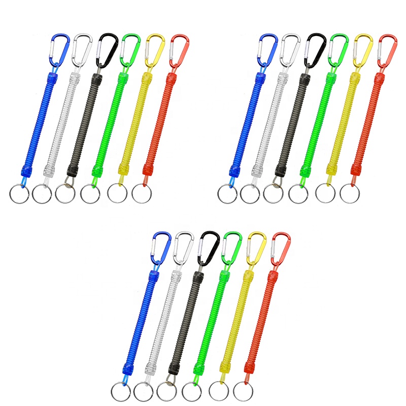 Lead Fishing Rope Tool Kit Fishing Neck Lanyards Accessories Plastic Retractable Coiled Tether with Carabiner for Outdoors