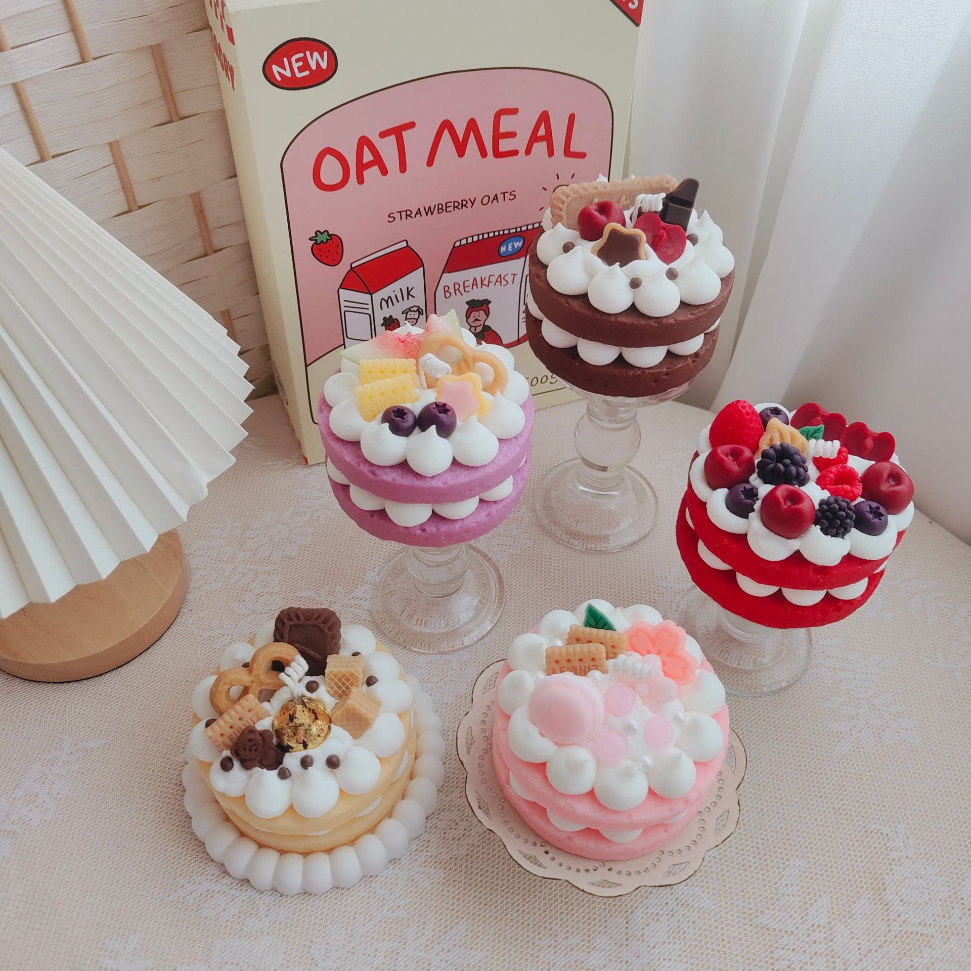 New Design Handmade Large 2 Tier Cake Red Chocolate Cookies Flower Fruit Scented Cake Candles for Luxury Gifts Decoration