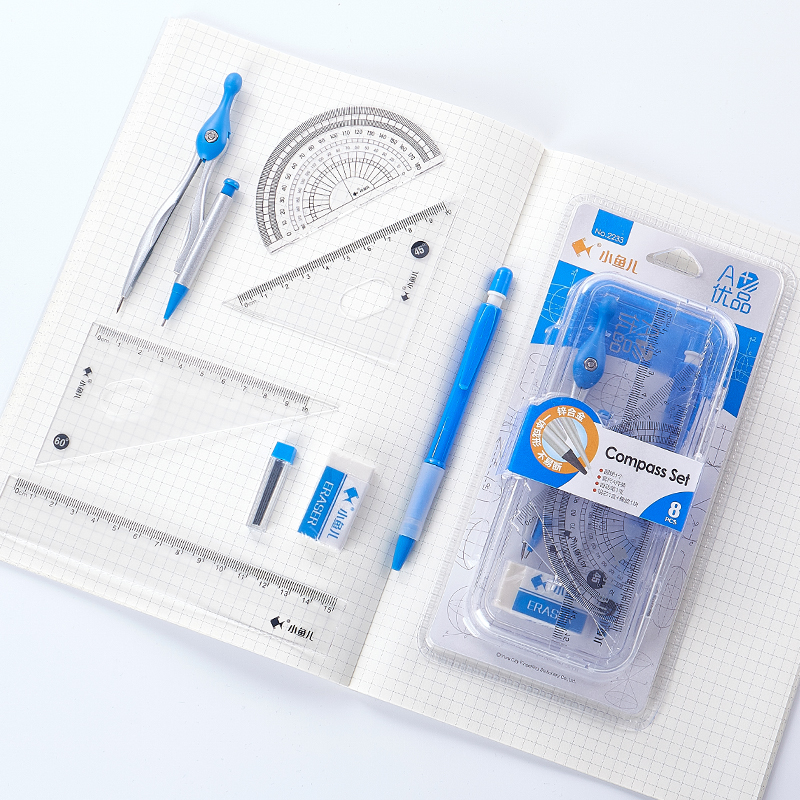 8pieces Compass set Student Drawing Tools School Geometry Set High quality professional math set