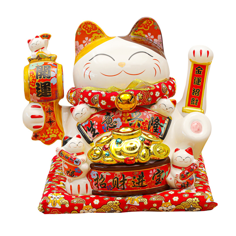 13-дюйм перезаряжаемый напольный lucky cat для того, чтобы сделать целое состояние аксессуары и украшения магазин открылся в том, чтобы дать людям дома подарки керамические изготовленные на заказ