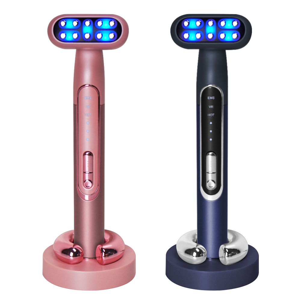 DDP Available Portable Beauty Tool Face Eye Massager Equipment Skincare Led Light EMS Therapy Face Wand