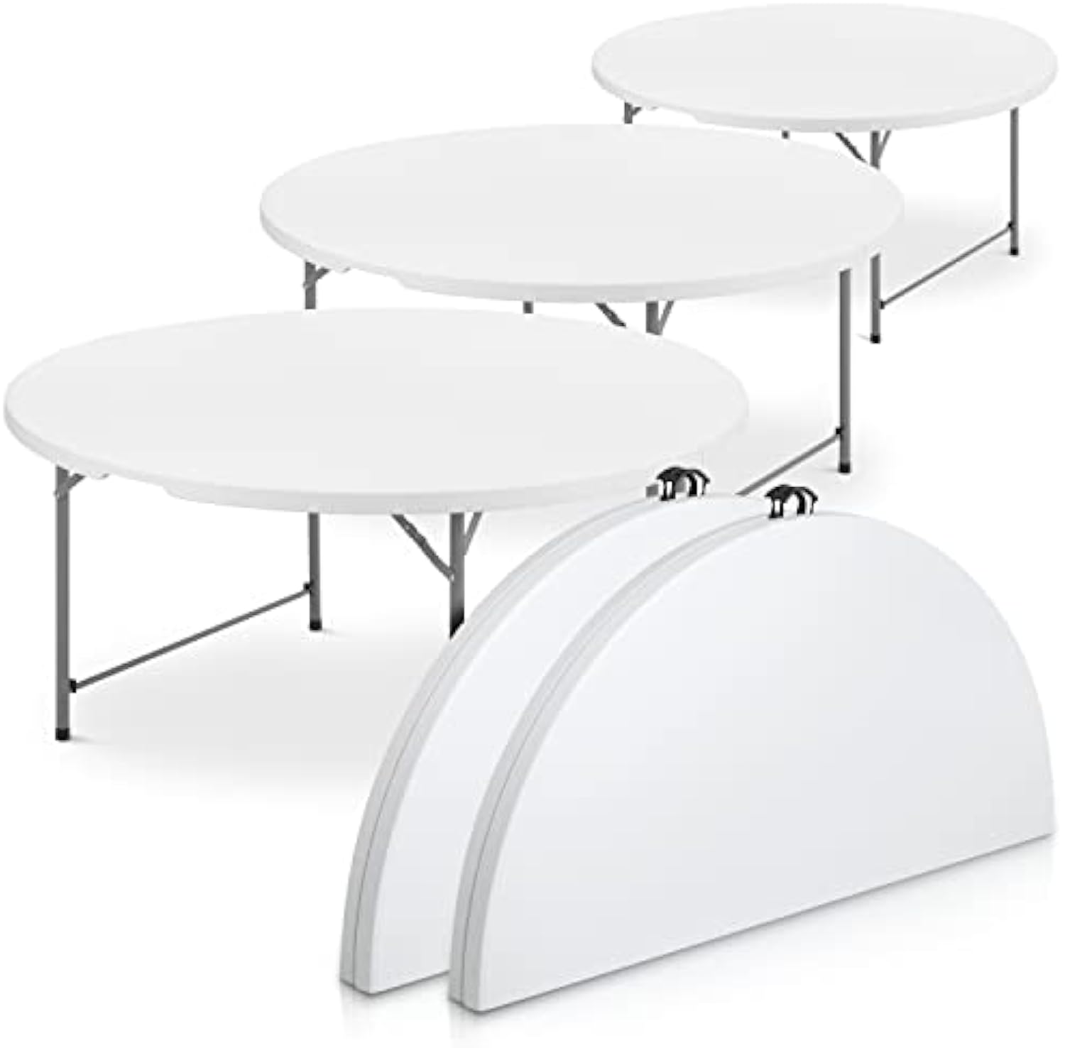 wholesale hdpe round white event party foldable round table wedding outdoor folding plastic tables for events party