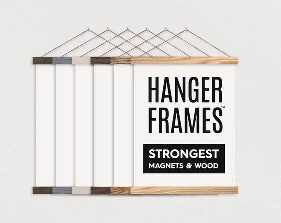 Magnetic wooden poster hanger frame for wall art hanging decoration