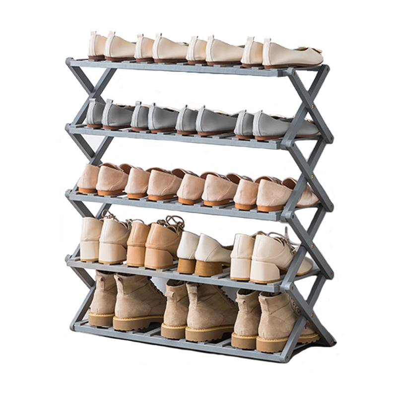 Wooden Foldable Bamboo Shoe Rack Multifunctional Storage Organizer For Home Clean