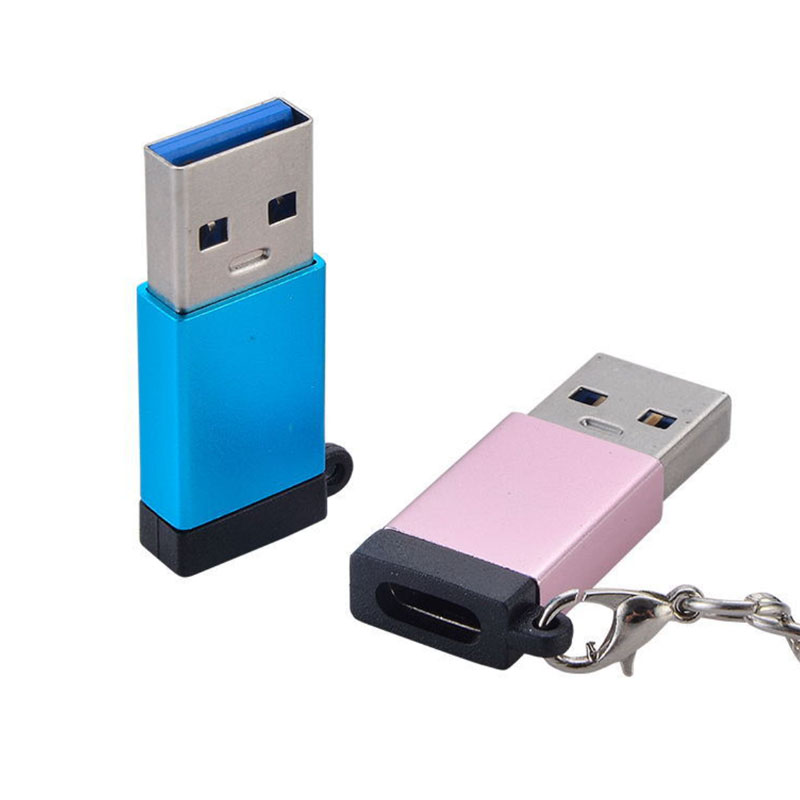 Портативный адаптер OTG Type C с гнездом Type-C на USB 3,0 A/M с брелоком