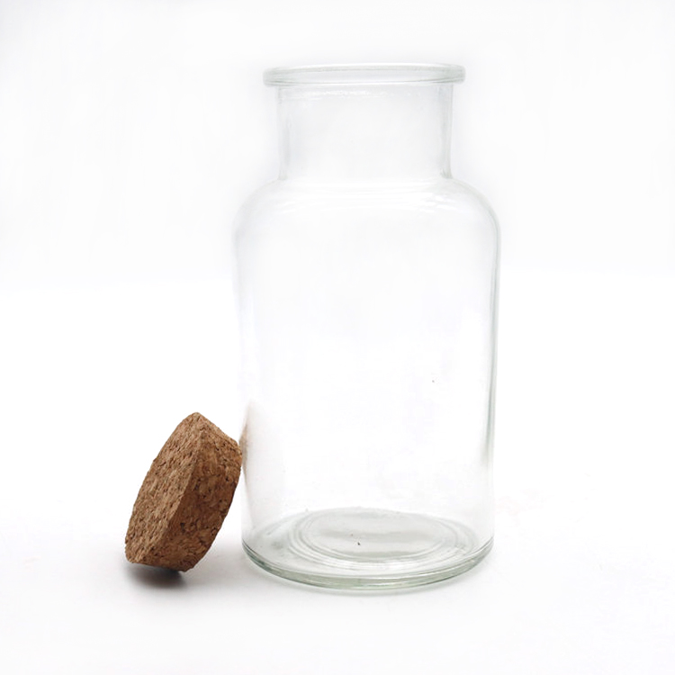 Thickened wall clear glass apothecary jar with wood lid 250ml 125ml 60ml medicine glass reagent bottle