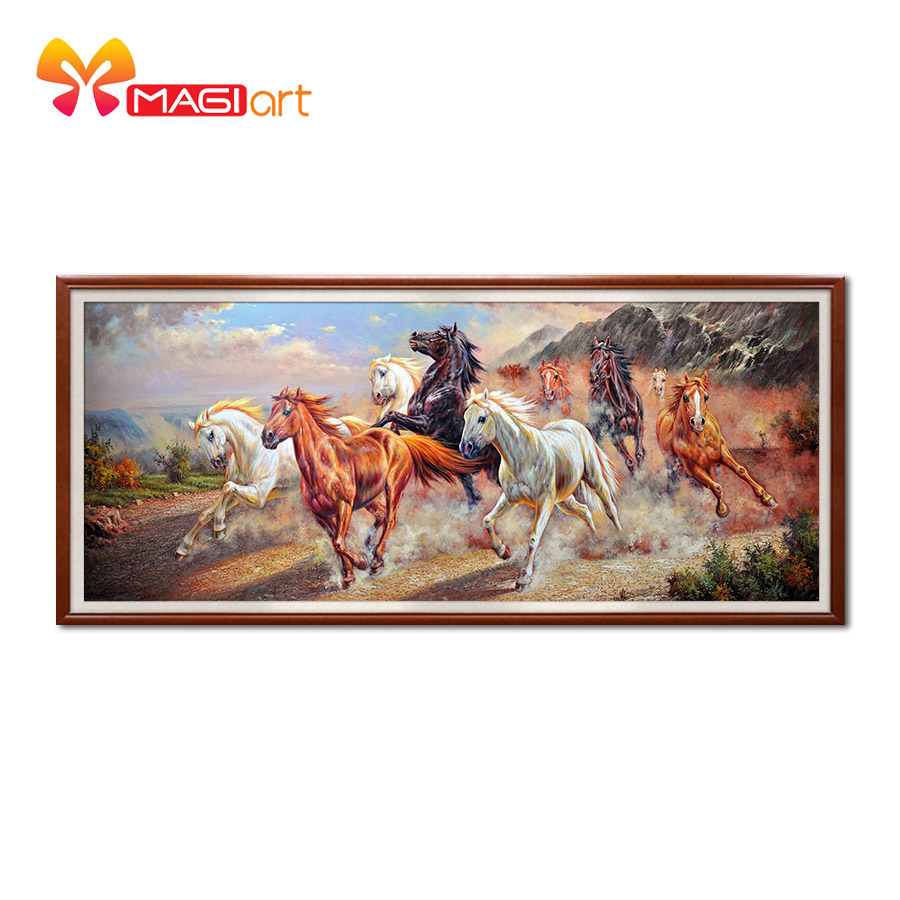 Cross Stitch Kits Embroidery DIY Needlework 11CT Stamped fabric Set for Home Decoration Patterns Chinese horse animal NCMA055