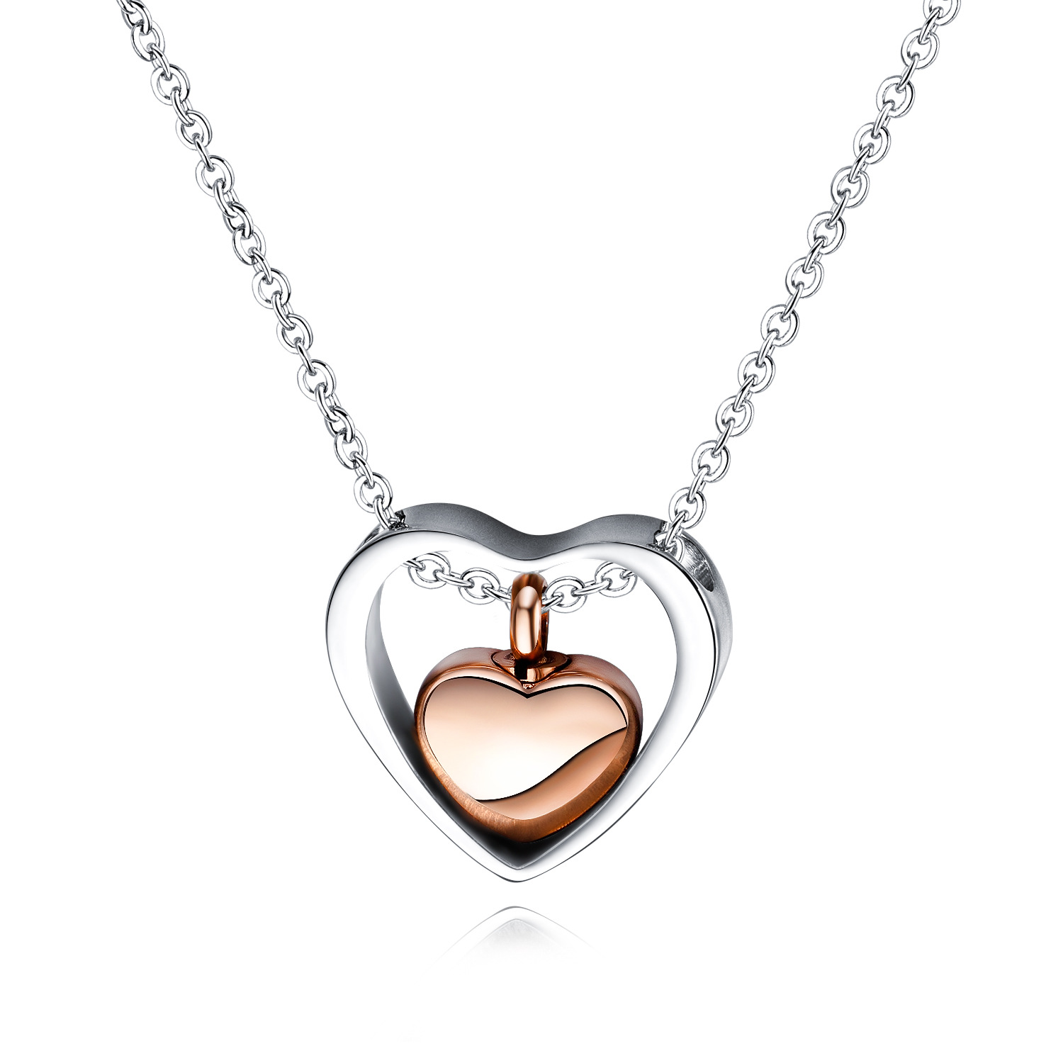Heart-shaped Love Lady Titanium Steel Necklace Pet Urn Personalized Design Animal Urn Box