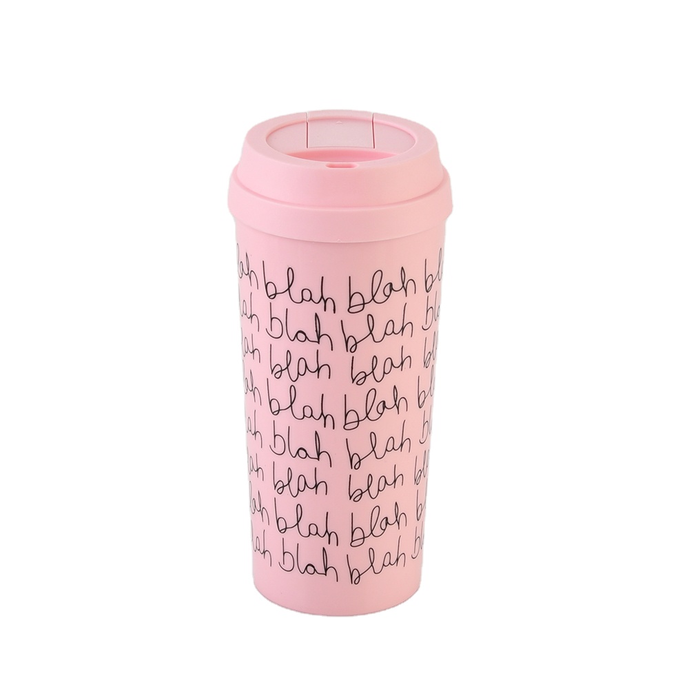 Pink Cold plastic tea caps reusable custom travel coffee mug wholesale coffee mug with lid sublimation coffee mugs