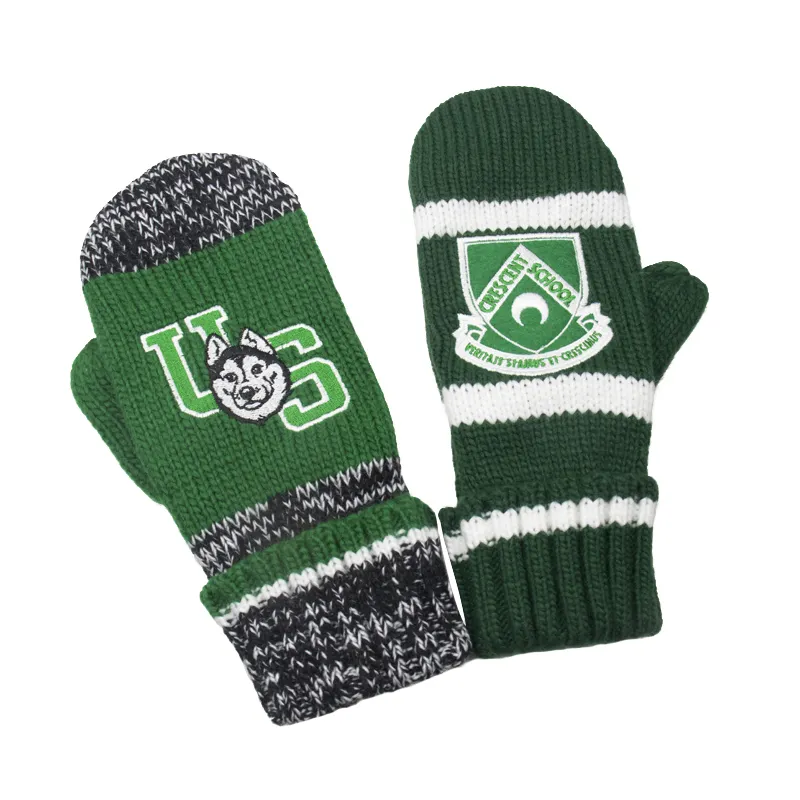Акриловые Зимние трикотажные перчатки с вышивкой на заказ, оптовая продажа, высококачественные модные жаккардовые перчатки для улицы